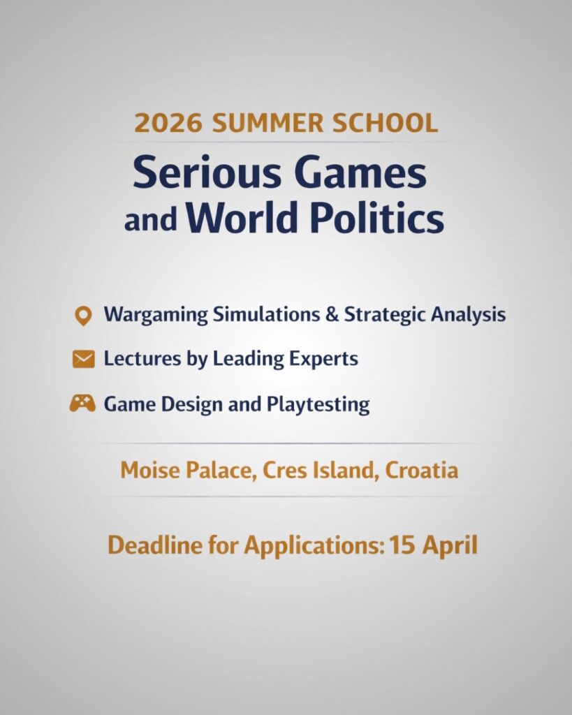 Call for Applicants: 2026 Summer School – Serious Games and World Politics
